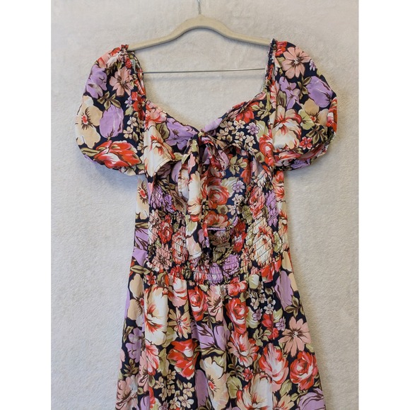 Lily Rose Junior's Size M Floral Midi Dress Smocked Puff Sleeve - Picture 5 of 8